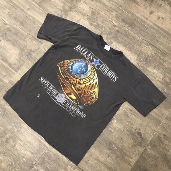 FADED Dallas Cowboys 1993 Super Bowl XXVII Champions Ring T Shirt Large USA Made - Picture 3 of 11